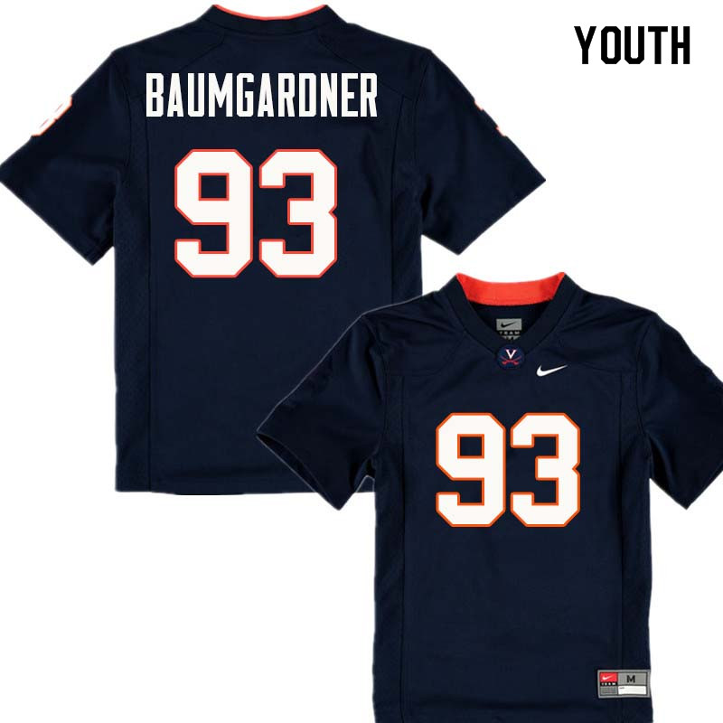 Youth #93 Christian Baumgardner Virginia Cavaliers College Football Jerseys Sale-Navy - Click Image to Close